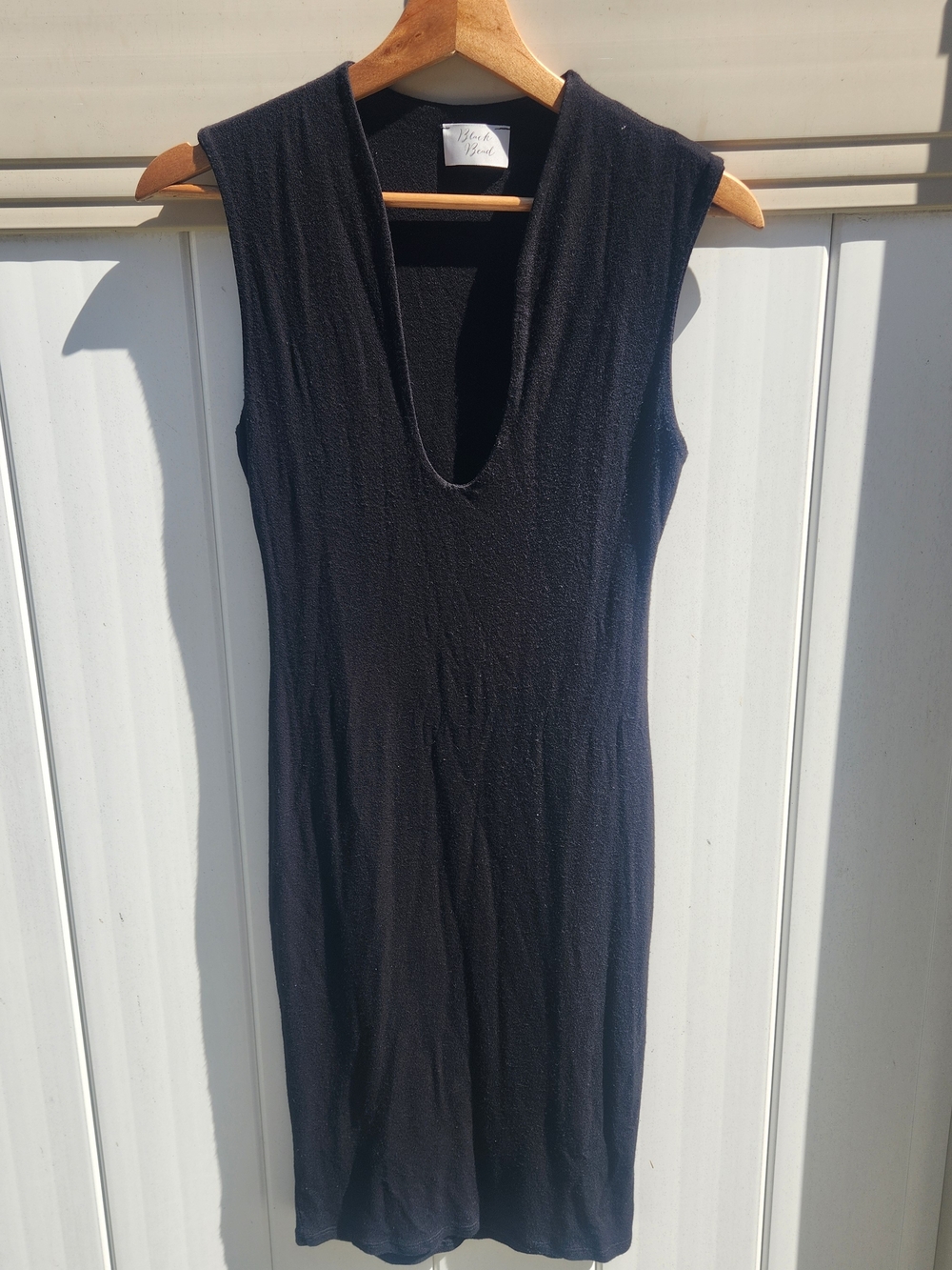 Black Sleeveless Deep V Midi Dress